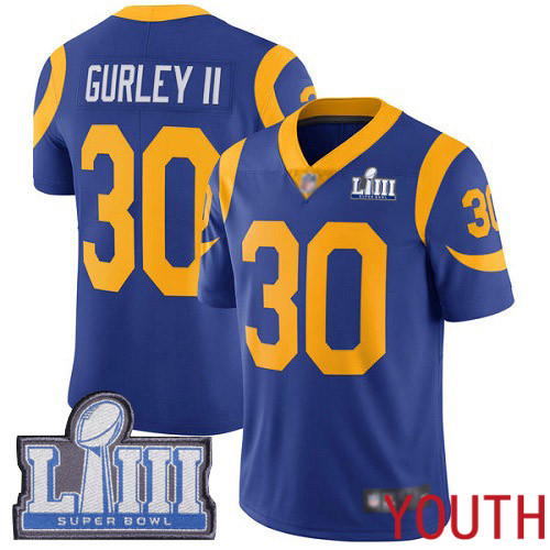 Los Angeles Rams Limited Royal Blue Youth Todd Gurley Alternate Jersey NFL Football 30 Super Bowl LIII Bound Vapor Untouchable